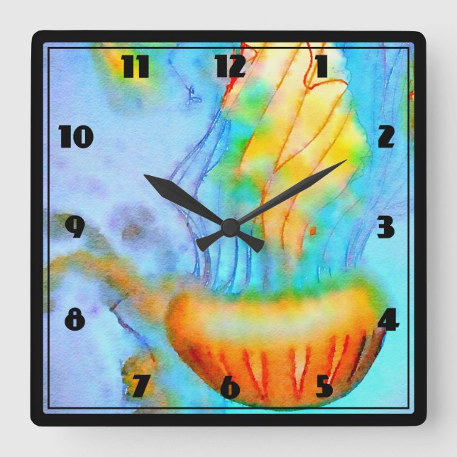 Watercolor Jellyfish Wall Clock (Front)