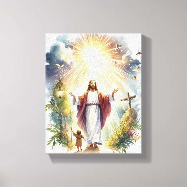 Watercolor Jesus Canvas Print (Front)