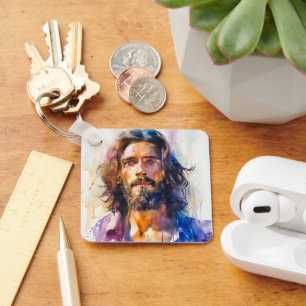 Watercolor Jesus Christ Keychain