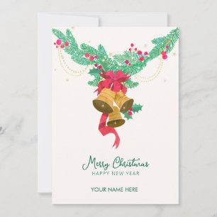 Watercolor jingle bell holiday card