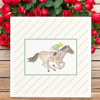 Watercolor Jockey Derby Party Horse Race Gold  Napkin