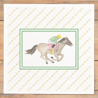 Watercolor Jockey Preakness Party Horse Race Gold 