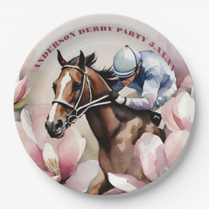 Watercolor Jockey Race Derby Party  Paper Plate