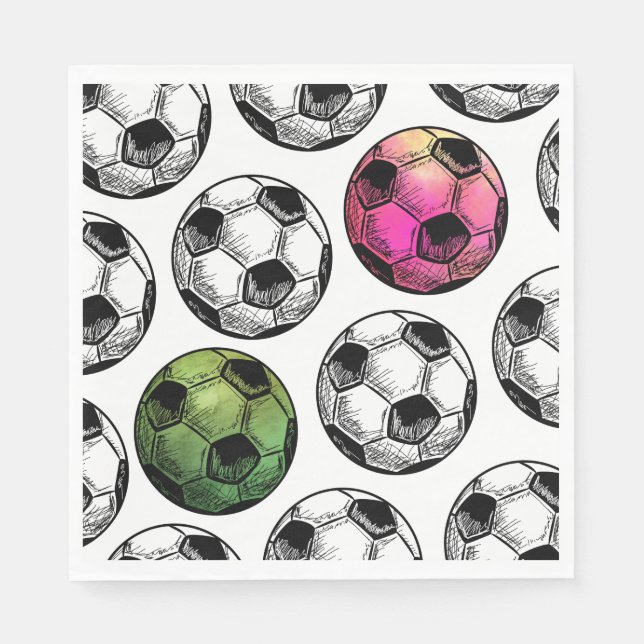 Watercolor Joint Soccer Party Napkins (Front)