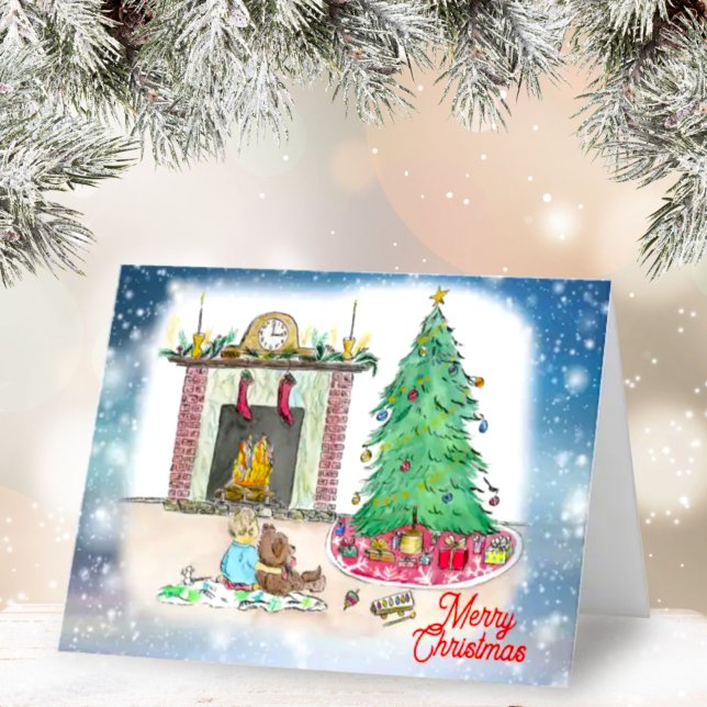 Watercolor Joys Of Christmas Morning Holiday Card (Creator Uploaded)