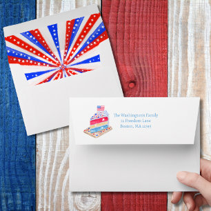 Watercolor July 4th Cake Party Envelope