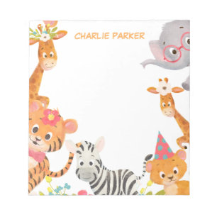 Watercolor Jungle Animals Notepad