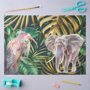 Watercolor Jungle Elephant Ephemera Decoupage  Tissue Paper