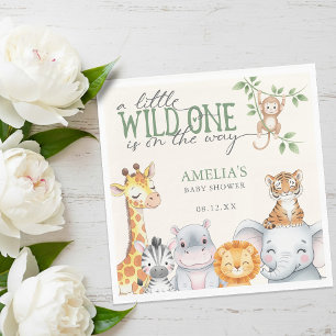 Watercolor Jungle Safari Animals Baby Shower  Napkin