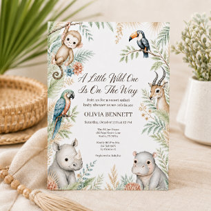 Watercolor Jungle Safari Baby Shower Invitation