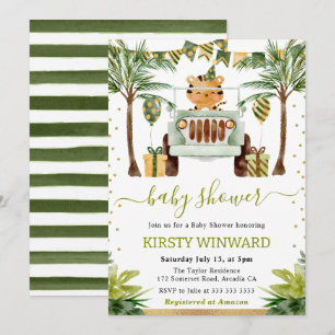 Watercolor Jungle Tiger Baby Shower Invitation