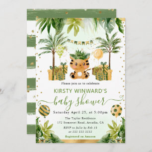 Watercolor Jungle Tiger Baby Shower Invitation