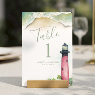 Watercolor Jupiter Lighthouse Numéro de table