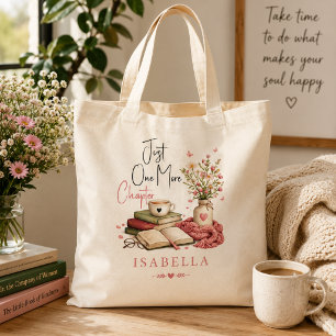 Watercolor Just One More Chapter Floral Reader  Tote Bag