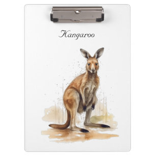 watercolor kangaroo customizable clipboard