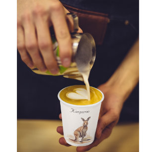 watercolor kangaroo customizable paper cups