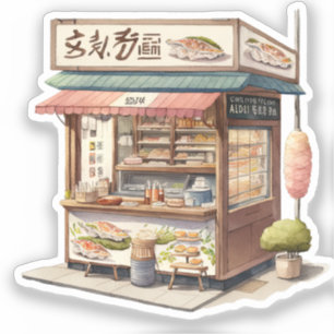 Watercolor Kawaii Japanese Food Stall Sticker