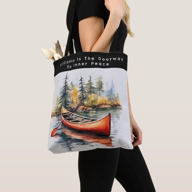 Watercolor Kayak On The Lake  Tote Bag (Close Up)