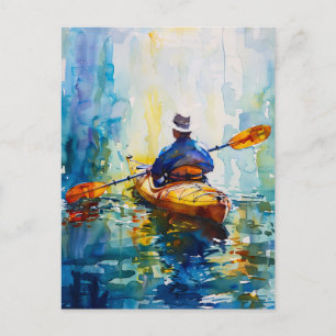 Watercolor Kayak Painting Postcard