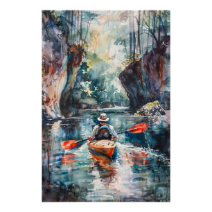 Watercolor Kayak Painting Poster
