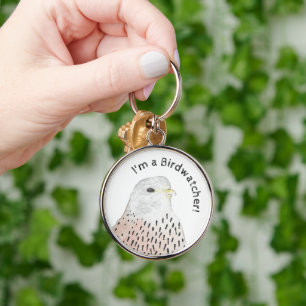 Watercolor Kestrel I'm a Birdwatcher Keychain