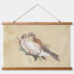 Watercolor Kestrel Sparrow Hawk Falcon Bird  Hanging Tapestry