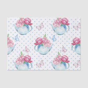 watercolor kettle peony tissue paper