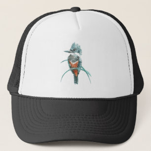 Watercolor Kingfisher Bird Logo Art Trucker Hat