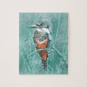 Watercolor Kingfisher Bird Nature Art Jigsaw Puzzle