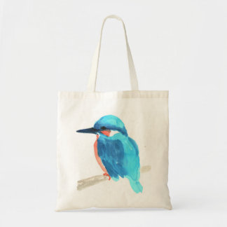 watercolor kingfisher bird tote bag