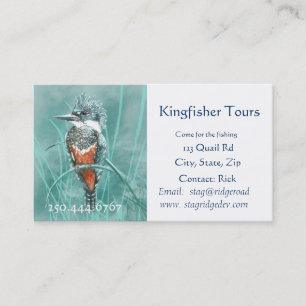 Watercolor Kingfisher Fishing Tours Business Logo Card