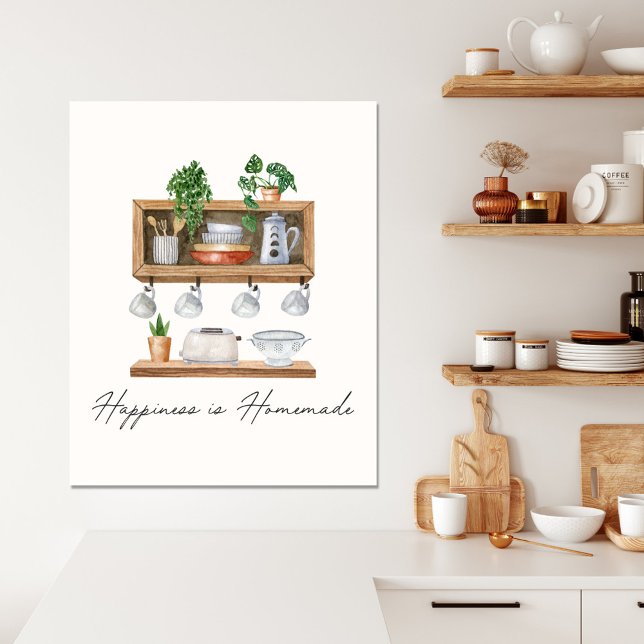 Watercolor Kitchen Boho Cooking Quote Canvas Print (In situ kitchen)