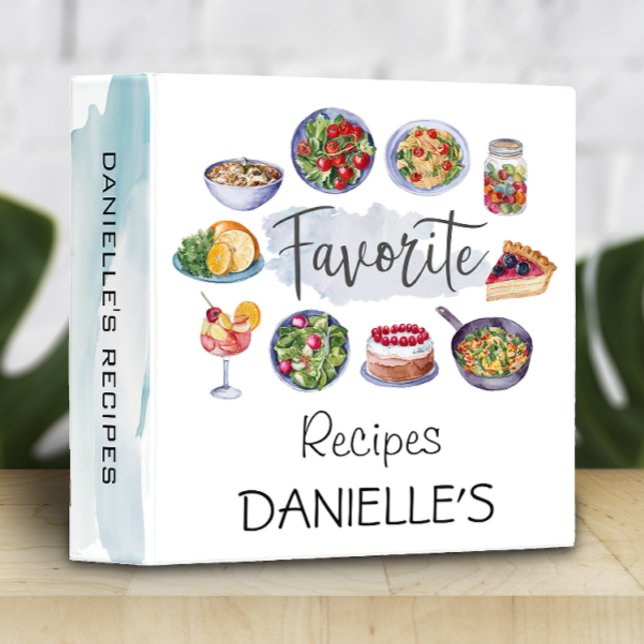 Watercolor Kitchen Personalized Favourite Recipe Binder (Creator Uploaded)