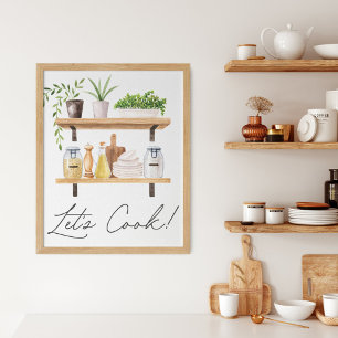 Watercolor Kitchen Utensils and Houseplants Quote Poster