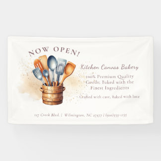 Watercolor Kitchen Utensils Banner