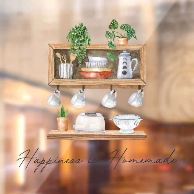 Watercolor Kitchen Utensils Boho Cooking Quote Window Cling (Sheet 2)