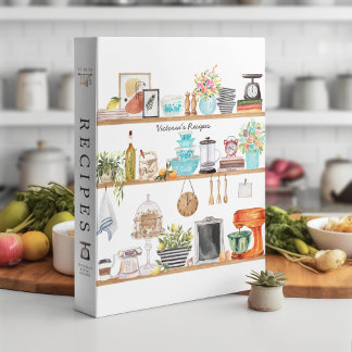 Watercolor Kitchen Utensils | Bridal Shower Recipe Binder