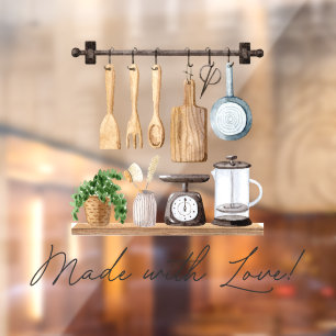 Watercolor Kitchen Utensils Cooking Quote Window Cling