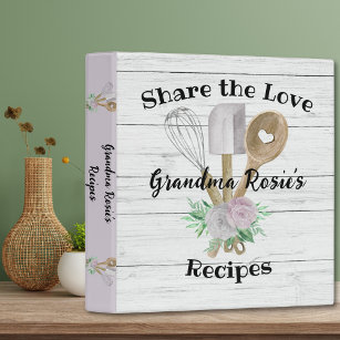 Watercolor Kitchen Utensils Grandma's Recipe Book Binder