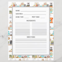 Watercolor Kitchen Utensils | Recipe Binder Page