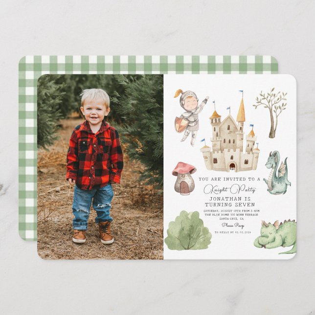 Watercolor Knight Dragon Castle Boy  Birthday  Invitation (Creator Uploaded)
