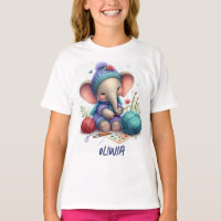 Watercolor knitting elephant