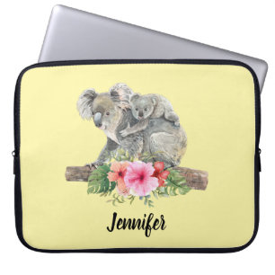 Watercolor Koala Bears Cute Mom & Baby Laptop Sleeve