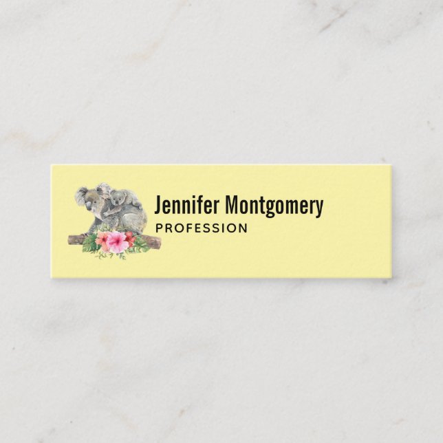 Watercolor Koala Bears Cute Mom & Baby Mini Business Card (Front)