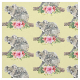 Watercolor Koala Bears Cute Mom & Baby Pattern Fabric