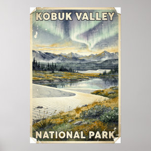 Watercolor Kobuk Valley National Park Retro Poster