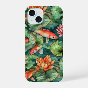 Watercolor Koi and Water Lilies Barely There iPhone 15 Case