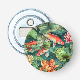 Watercolor Koi and Water Lilies Bottle Opener