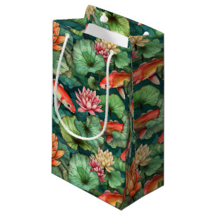 Watercolor Koi and Water Lilies Small Gift Bag