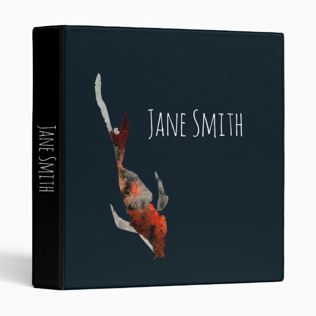 Watercolor koi fish illustration binder (Front/Spine)